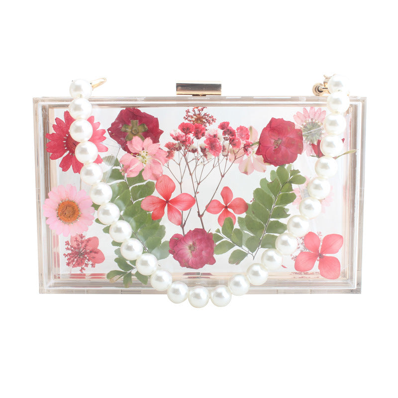 Fashion Acrylic Transparent Flower Banquet Hand Evening Bags