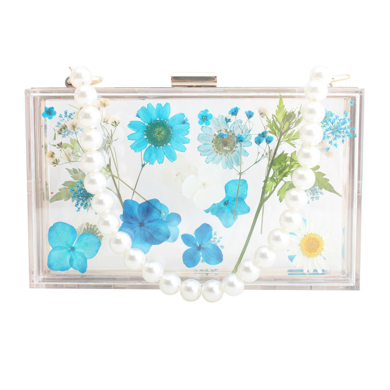 Fashion Acrylic Transparent Flower Banquet Hand Evening Bags