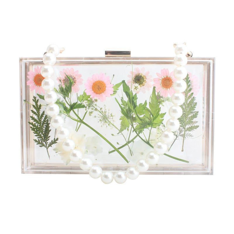 Fashion Acrylic Transparent Flower Banquet Hand Evening Bags