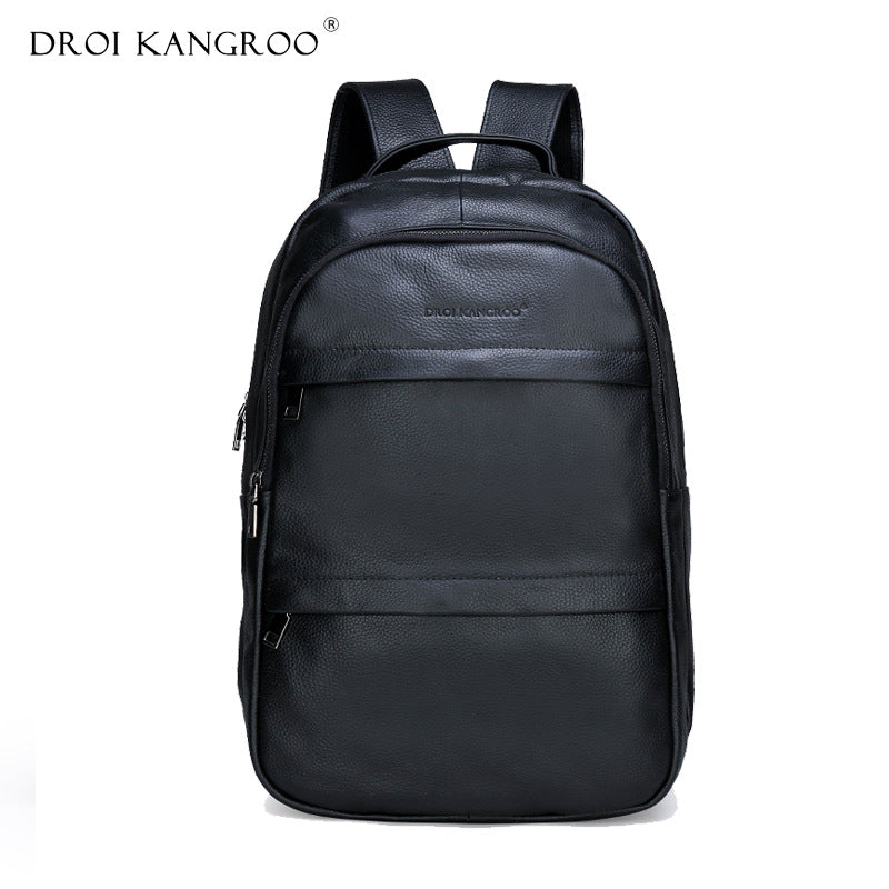 Men's Business Korean Fashion Leather Computer Large Backpacks