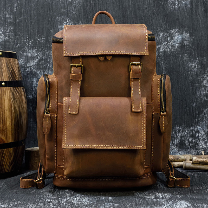 Men's Style Large Capacity Crazy Horse Leather Backpacks