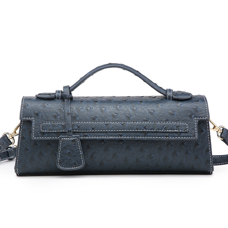 Women's Slouchy Long Ostrich Grain Portable Shoulder Bags