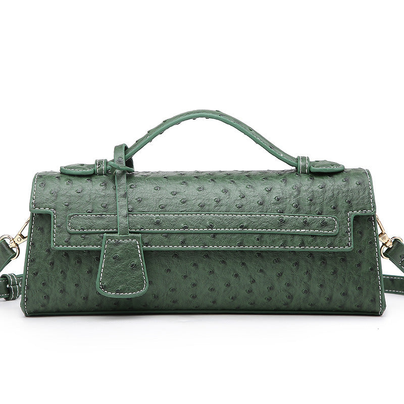 Women's Slouchy Long Ostrich Grain Portable Shoulder Bags