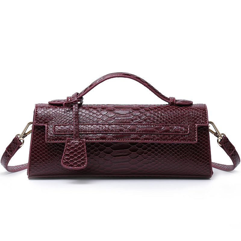 Women's Slouchy Long Ostrich Grain Portable Shoulder Bags