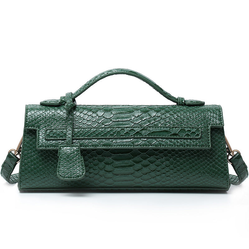 Women's Slouchy Long Ostrich Grain Portable Shoulder Bags