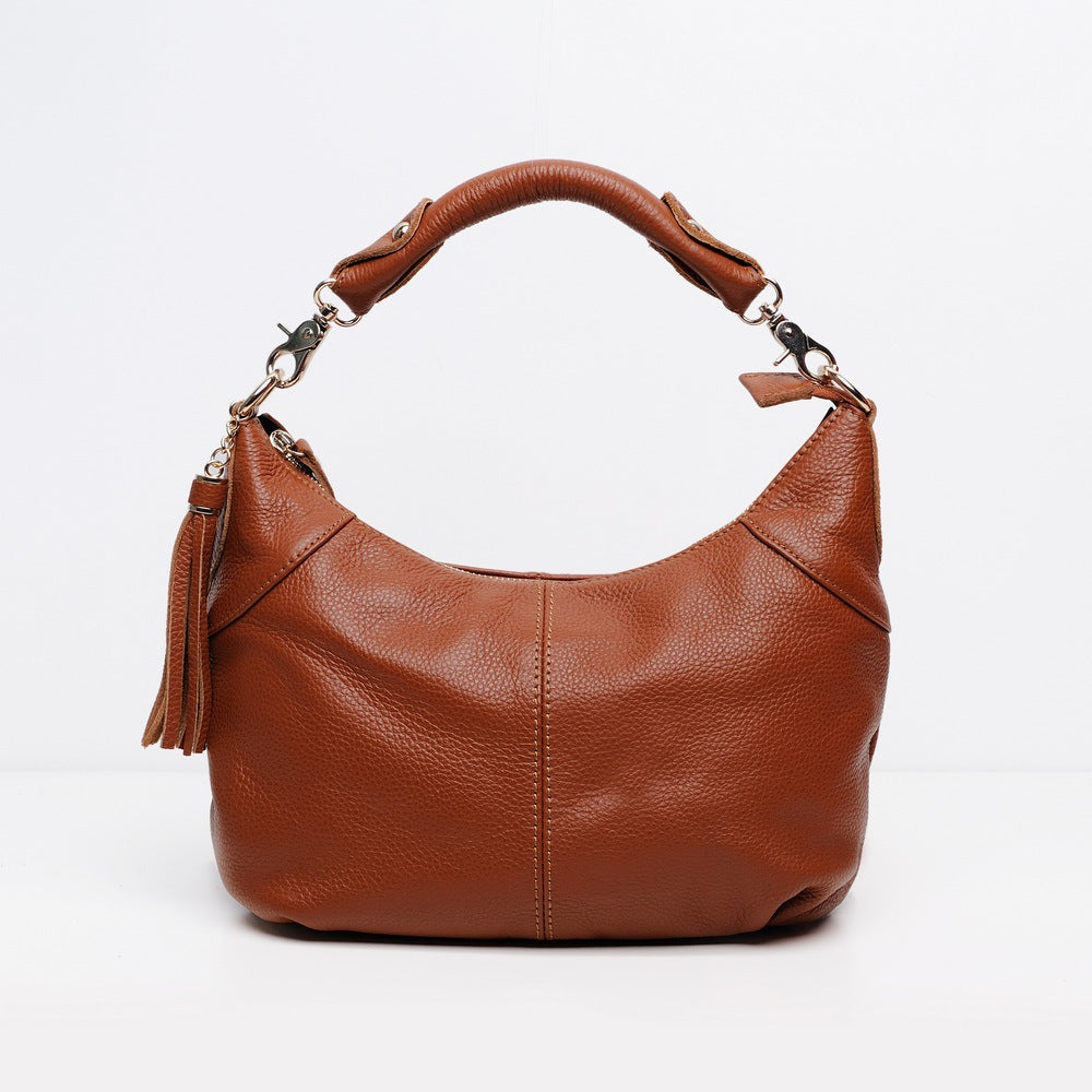 Women's Retro Fashion Portable Tassel Leather Shoulder Bags
