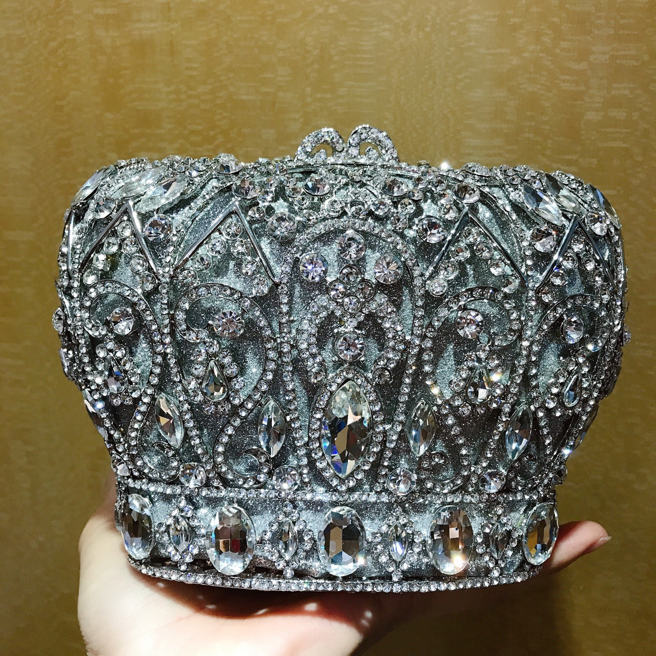 Women's Shape Steamed Crystal Bun Banquet Dress Evening Bags