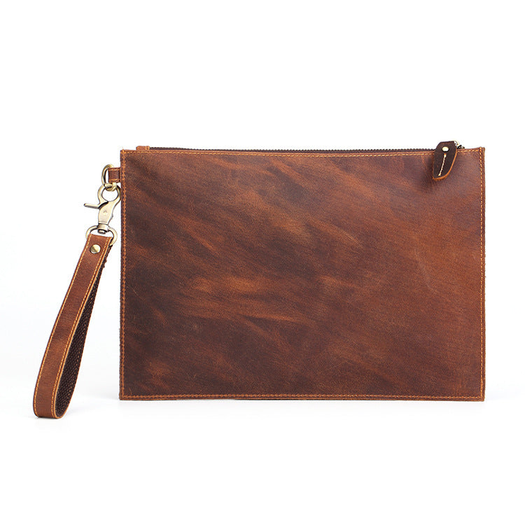 Men's Vintage Clutch Simple Zipper First Layer Men's Handbags