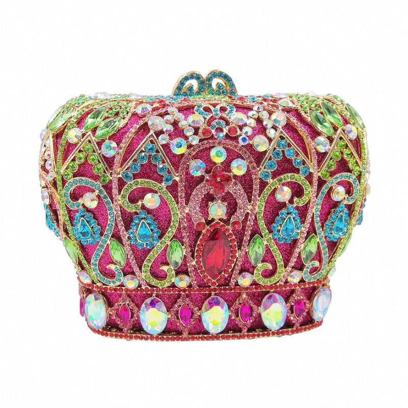 Women's Shape Steamed Crystal Bun Banquet Dress Evening Bags