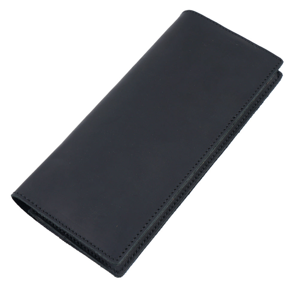 Men's Retro Crazy Horse Leather Long Genuine Business Men's Wallets