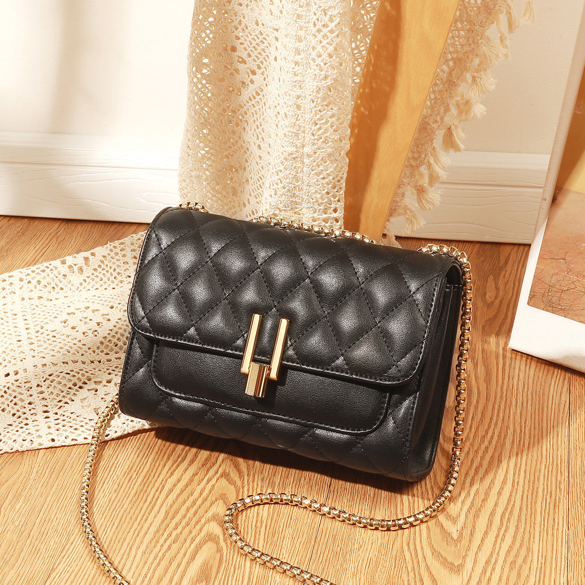 Women's Genuine Leather Rhombus Chain Fashion Bags