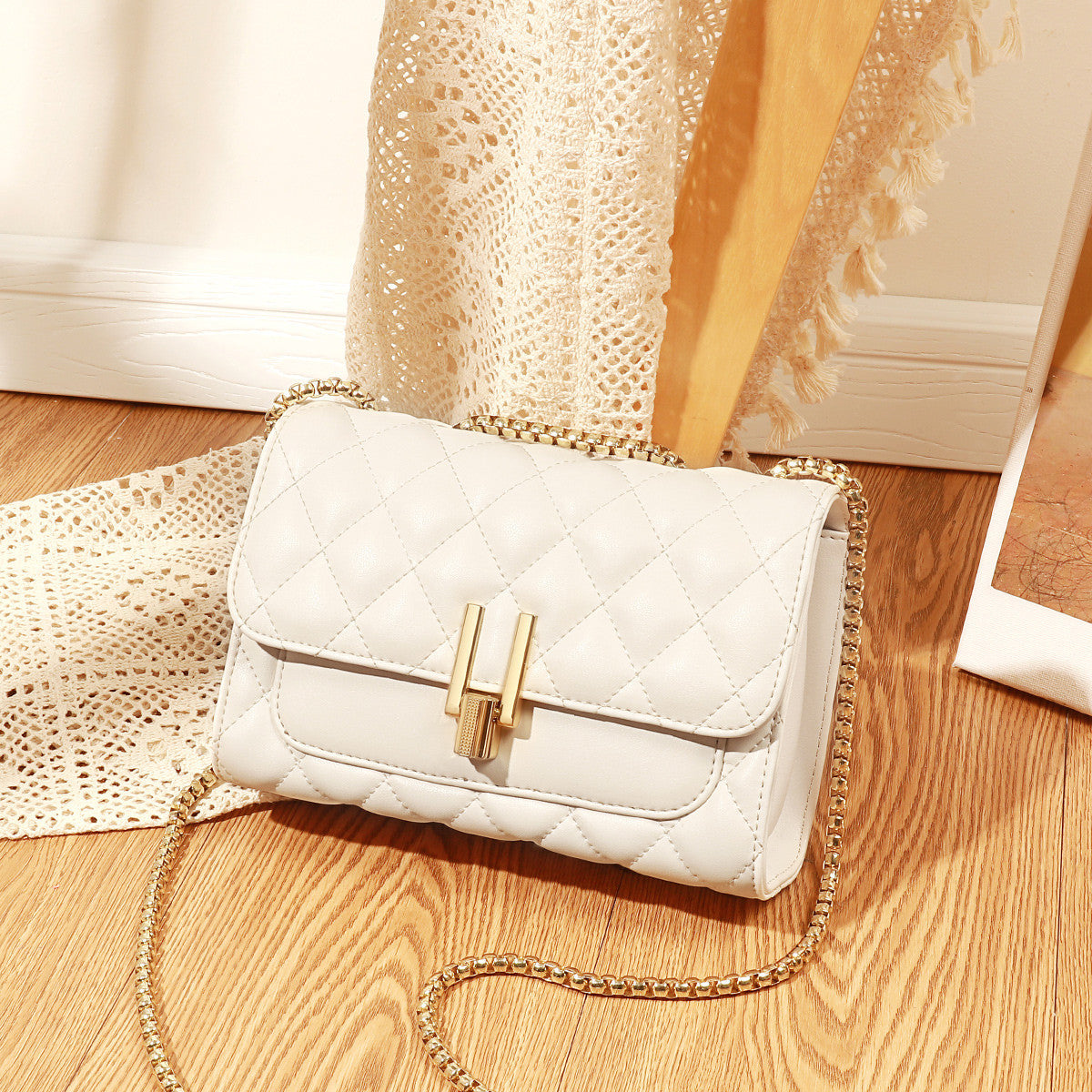 Women's Genuine Leather Rhombus Chain Fashion Bags