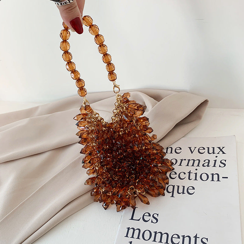 Women's Dinner Fashion Acrylic Transparent Crystal Portable Handmade Beaded Bags