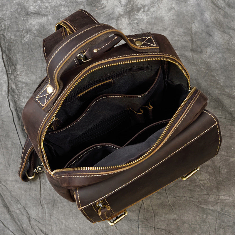 Men's Retro Crazy Horse Leather Cowhide Backpacks