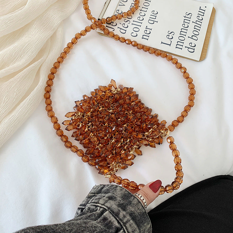 Women's Dinner Fashion Acrylic Transparent Crystal Portable Handmade Beaded Bags