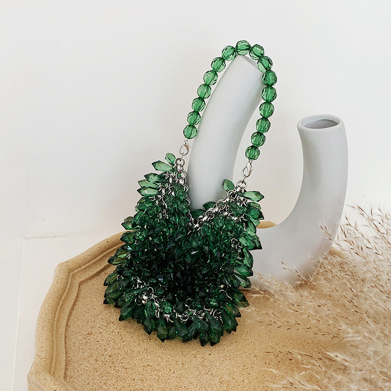 Women's Dinner Fashion Acrylic Transparent Crystal Portable Handmade Beaded Bags