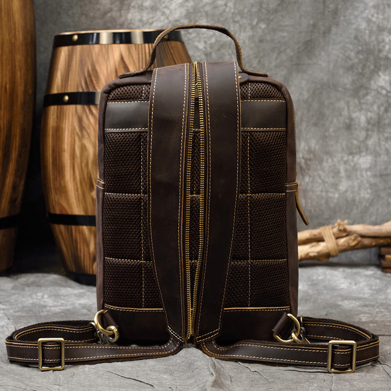 Men's Retro Crazy Horse Leather Cowhide Backpacks