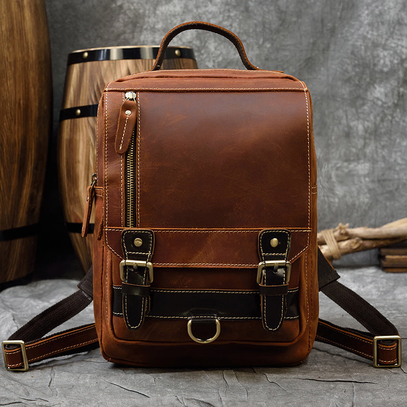 Men's Retro Crazy Horse Leather Cowhide Backpacks