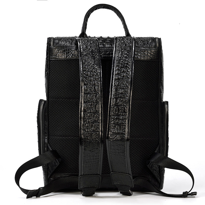 Men's Korean Crocodile Pattern Leather First Layer Backpacks