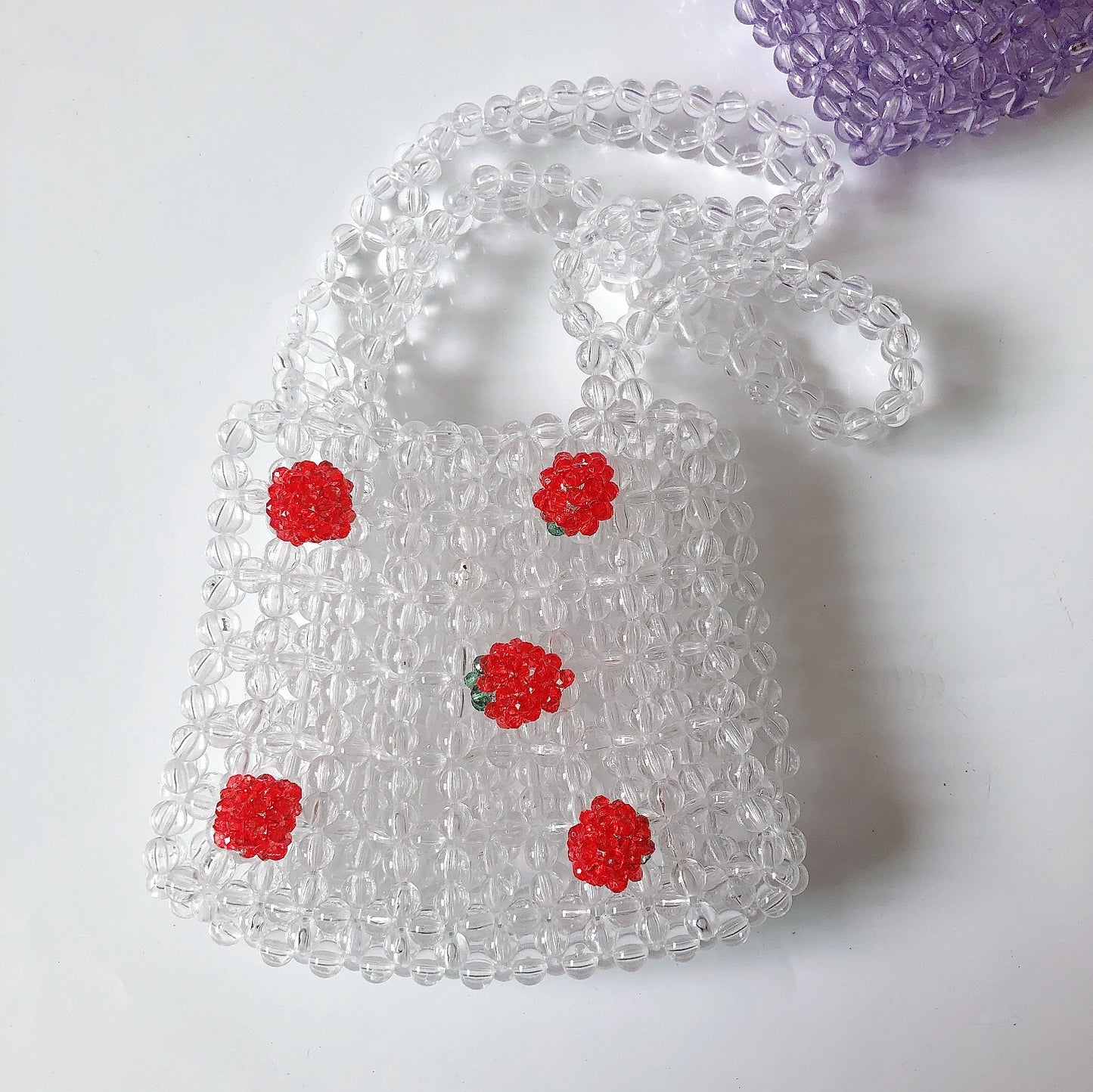 Women's Flower Transparent Beaded Cute Handmade Crystal Handbags