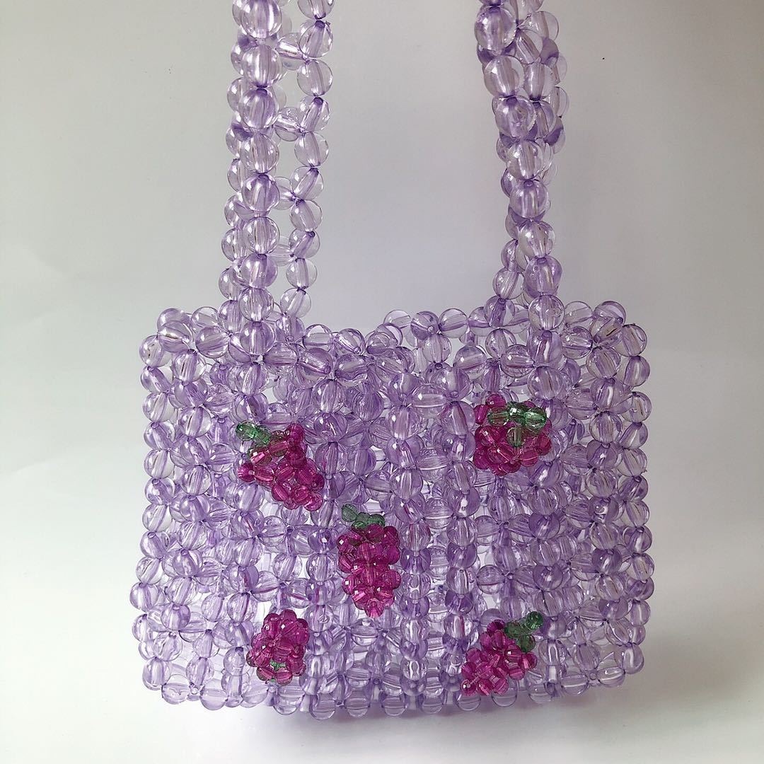 Women's Flower Transparent Beaded Cute Handmade Crystal Handbags