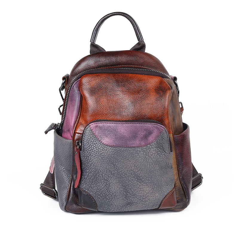 Broadcast First Layer Cowhide Contrast Color Backpacks