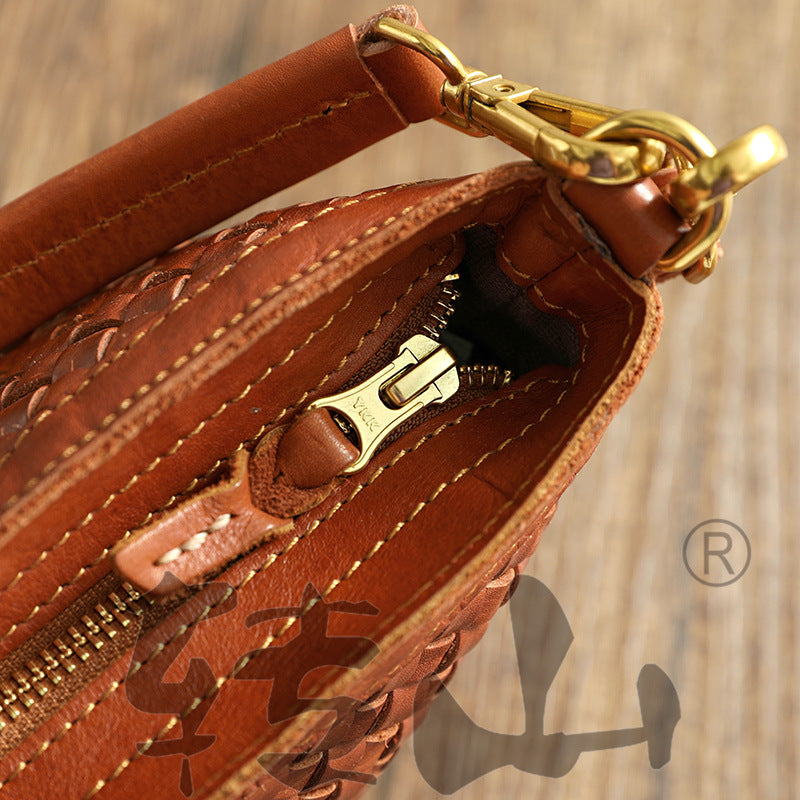 Women's Woven Vegetable Tanning Washed Waxing Vintage Crossbody Bags