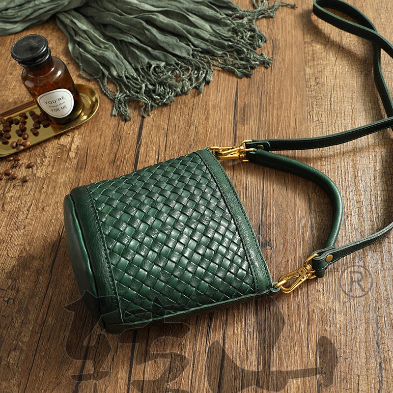 Women's Woven Vegetable Tanning Washed Waxing Vintage Crossbody Bags