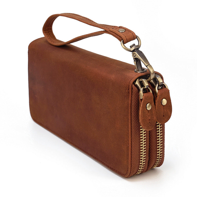 Men's Horse Leather Zipper Long Genuine Premium Men's Handbags
