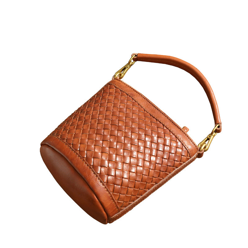 Women's Woven Vegetable Tanning Washed Waxing Vintage Crossbody Bags