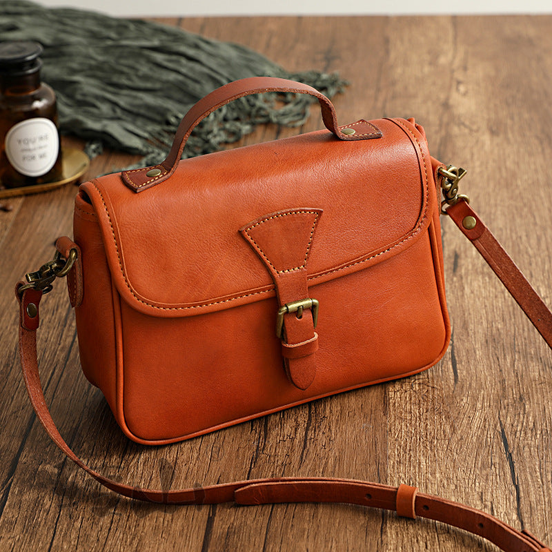 Women's Vegetable Tanning Leather Vintage Genuine Artistic Korean Shoulder Bags