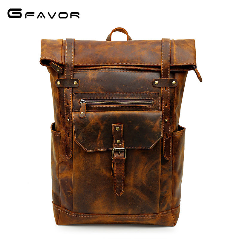 Men's Horse Leather Large Capacity Genuine First Backpacks
