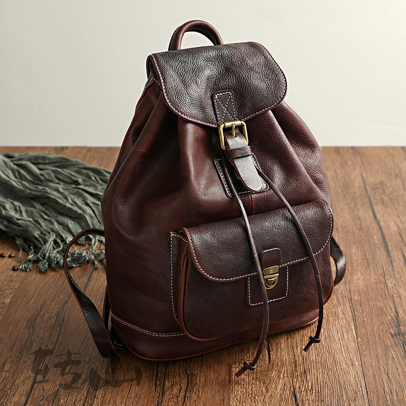 Cowhide Oil Wax First Layer Vintage Vegetable Backpacks