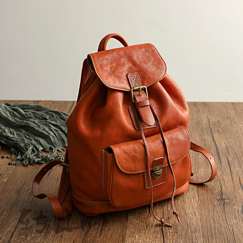 Cowhide Oil Wax First Layer Vintage Vegetable Backpacks