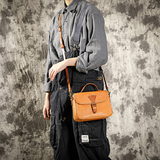 Women's Vegetable Tanning Leather Vintage Genuine Artistic Korean Shoulder Bags