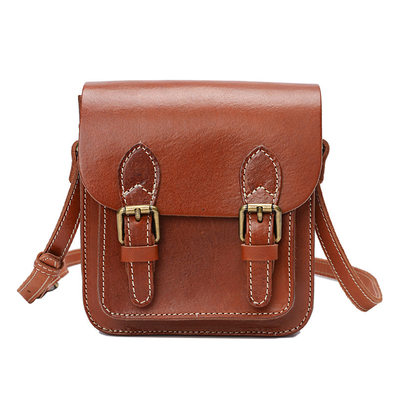 Women's First Layer Cowhide Handmade Vegetable Tanned Crossbody Bags