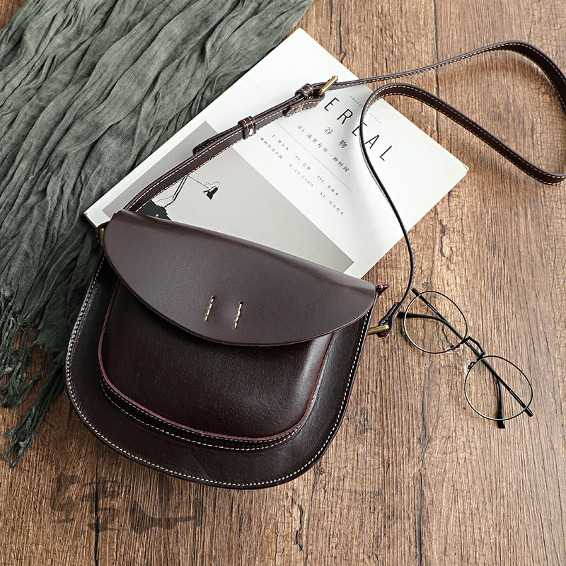 Women's First Layer Cowhide Retro Saddle Price Crossbody Bags