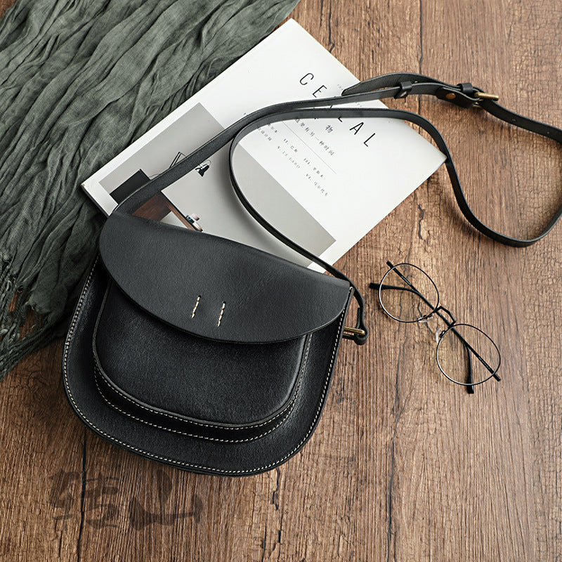 Women's First Layer Cowhide Retro Saddle Price Crossbody Bags