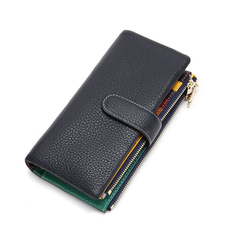 Women's Long Zipper Multiple Slots Soft Leather Ladies Wallets