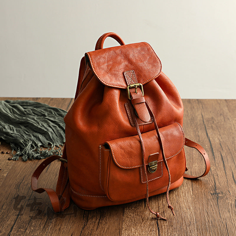 Cowhide Oil Wax First Layer Vintage Vegetable Backpacks
