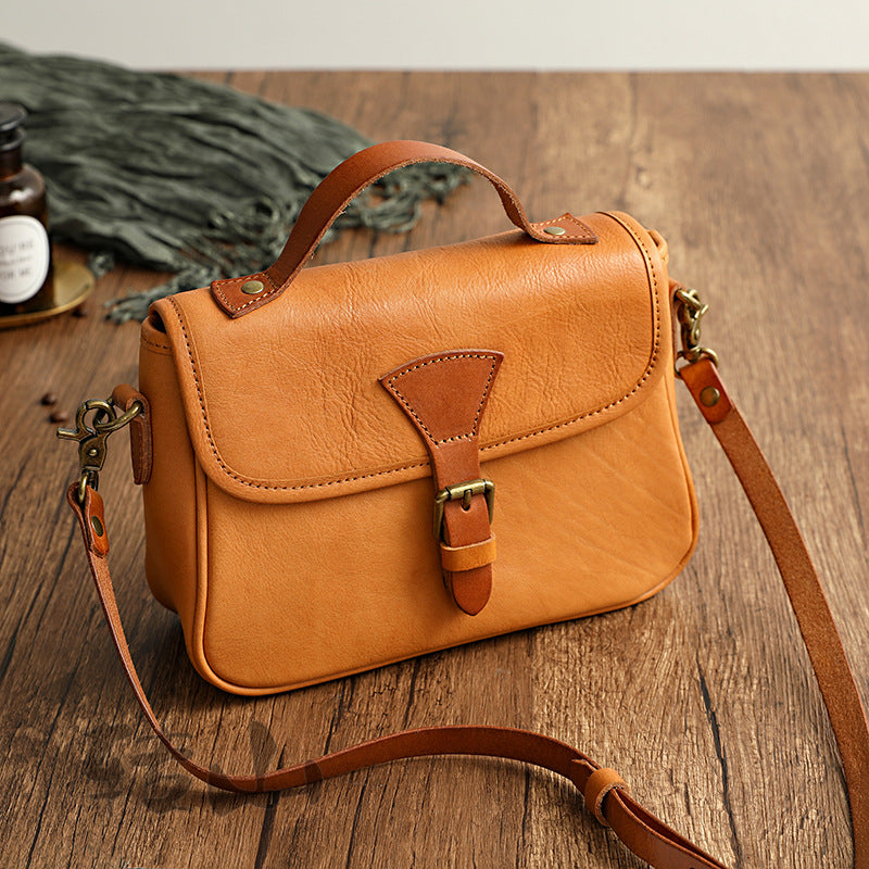 Women's Vegetable Tanning Leather Vintage Genuine Artistic Korean Shoulder Bags