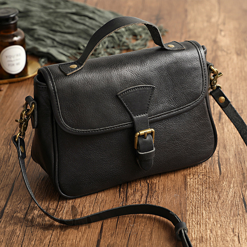 Women's Vegetable Tanning Leather Vintage Genuine Artistic Korean Shoulder Bags