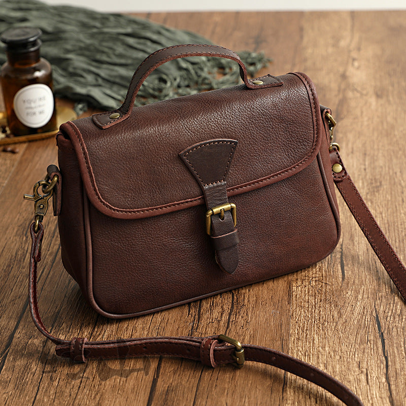 Women's Vegetable Tanning Leather Vintage Genuine Artistic Korean Shoulder Bags