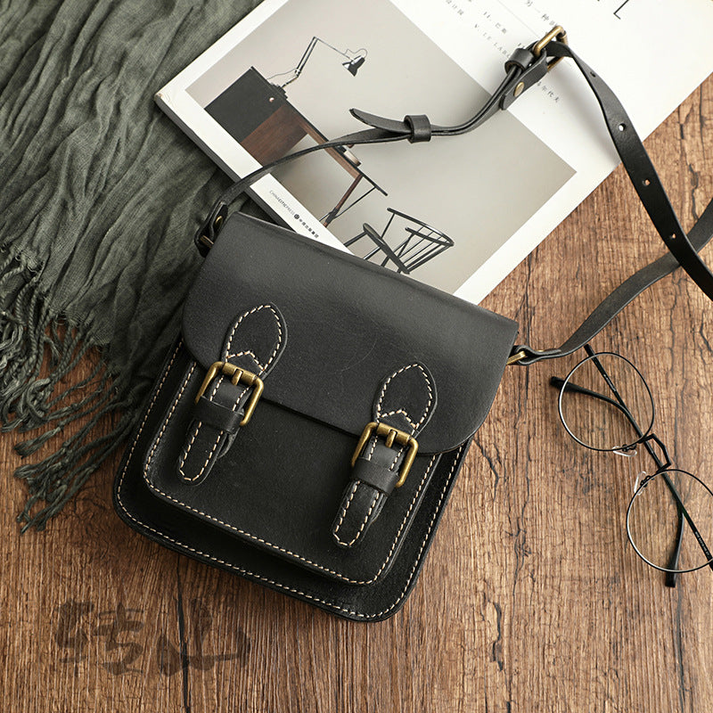 Women's First Layer Cowhide Handmade Vegetable Tanned Crossbody Bags