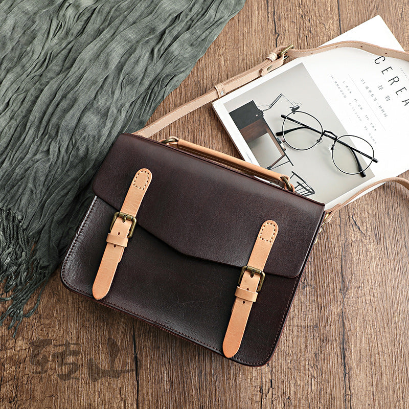 Women's Retro Handmade First Layer Cowhide Portable Crossbody Bags