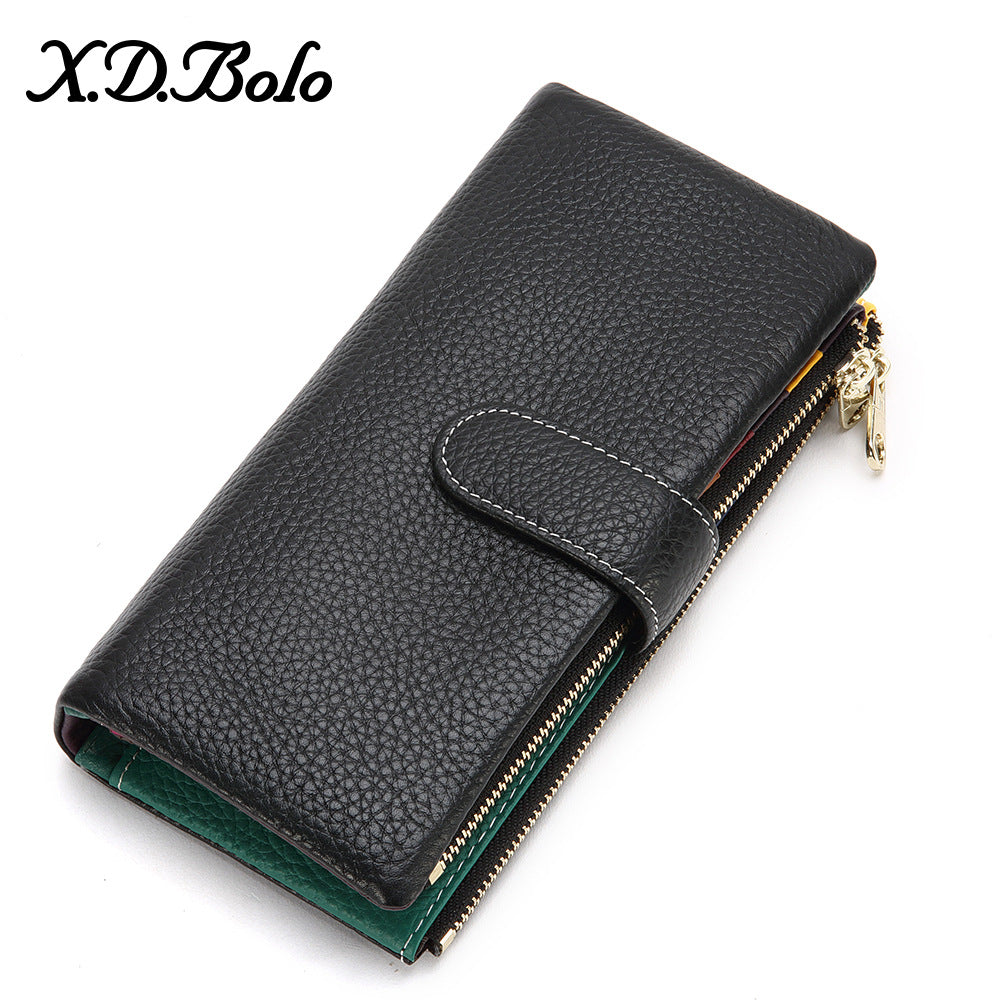 Women's Long Zipper Multiple Slots Soft Leather Ladies Wallets