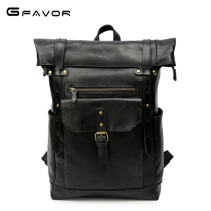 Men's Horse Leather Large Capacity Genuine First Backpacks