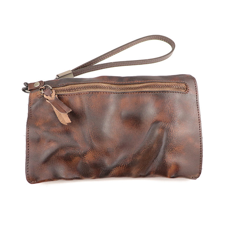 Men's Washed Leather Long Large Capacity Wrist Men's Wallets