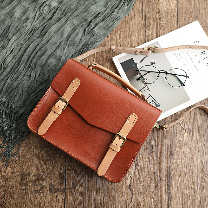 Women's Retro Handmade First Layer Cowhide Portable Crossbody Bags