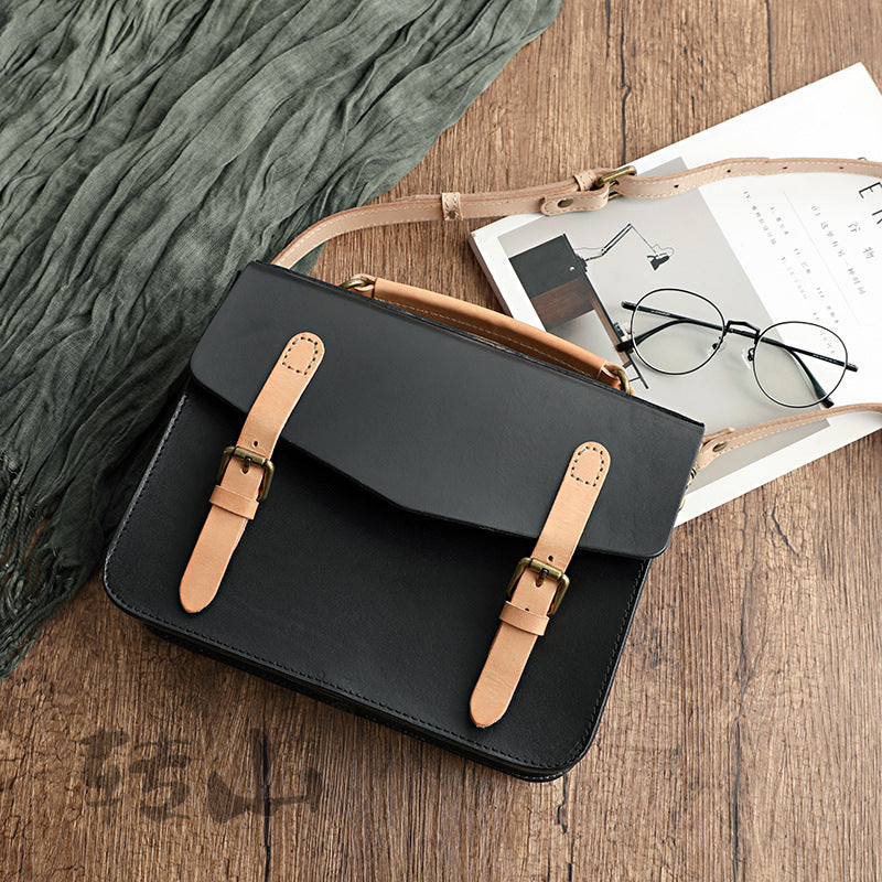Women's Retro Handmade First Layer Cowhide Portable Crossbody Bags